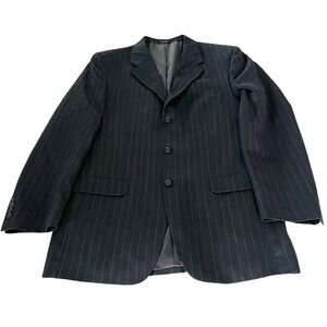 Mens Classic Pinstripe Suit Jacket Blazer Dark Gray Formal Business‎ Sz 42L